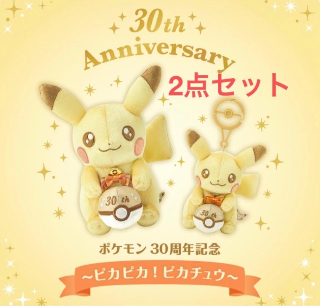 ポケモン 30周年記念 ピカピカ！ピカチュウ ぬいぐるみ マスコット 2点セット
