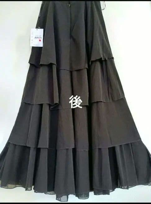 gentil新品未使用タグ付社交ダンスフリルロングスカート 黒ジャンティ