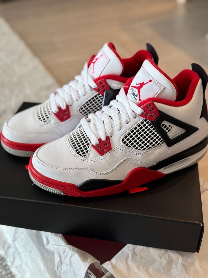 シューズ(男性用) AIR JORDAN 4 RETRO GS FIRE RED