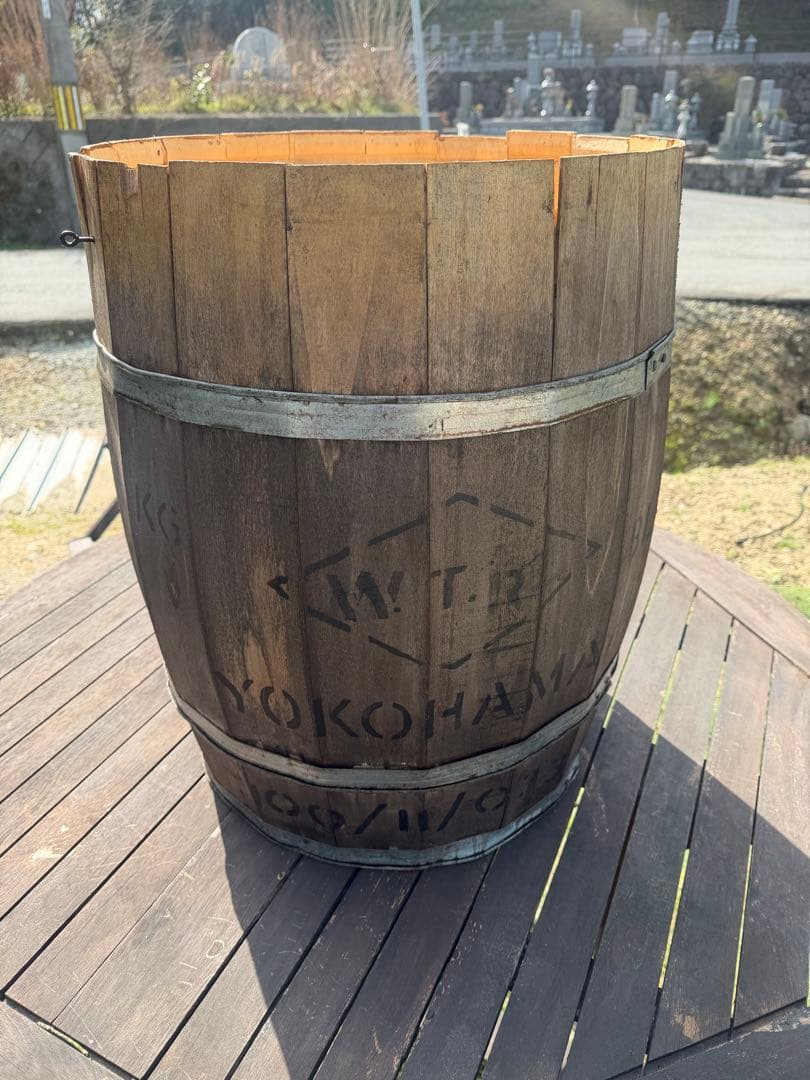 【希少当時物】横浜ステンシル 木樽＆天板 アンティーク カフェ 什器 ガレージ