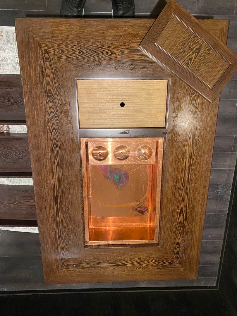 【美品】重厚で木目の美しい関西火鉢　囲炉裏用酒燗器　付き