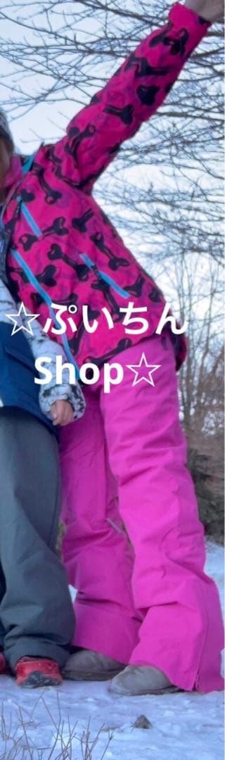 【未使用に近い】今期◆ブルーマジック◆スノボー◆ウェアー◆ピンク◆骨◆ハート◆L