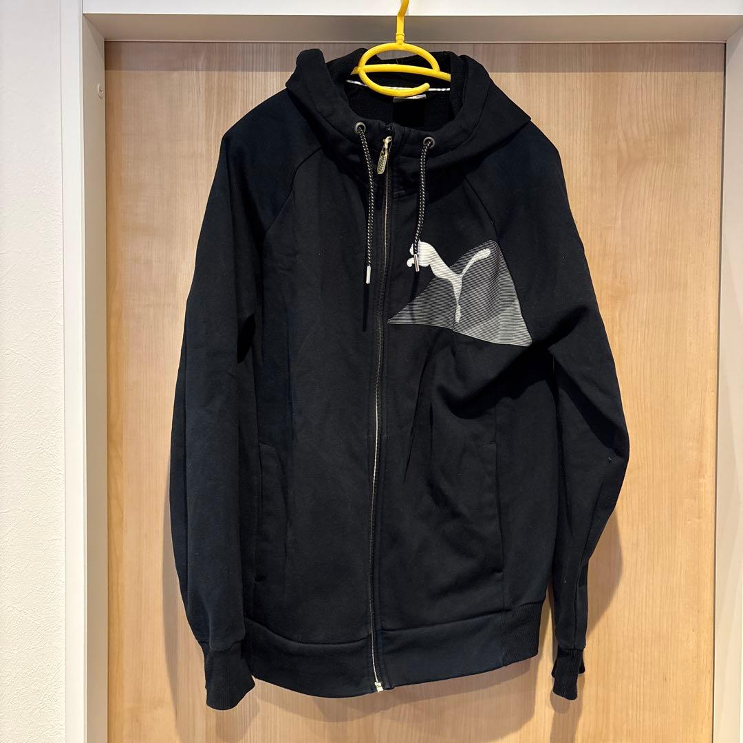 美品 PUMA ブラック 裏起毛スエット上下セットアップ Mサイズ