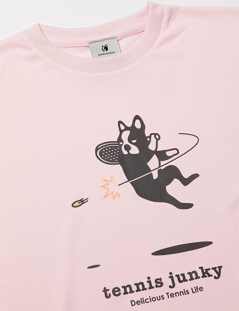 クラウディオパンディアーニ テニスウェア 半袖Tシャツ桃TJ0018メンズL新品
