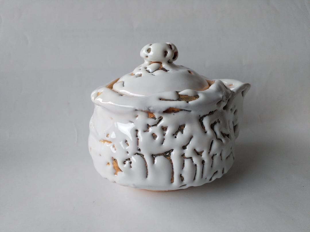 希少品 鬼萩 萩碗 宝瓶 佐々木建 作 萩煎茶器 共箱 煎茶道具 玉露 新品