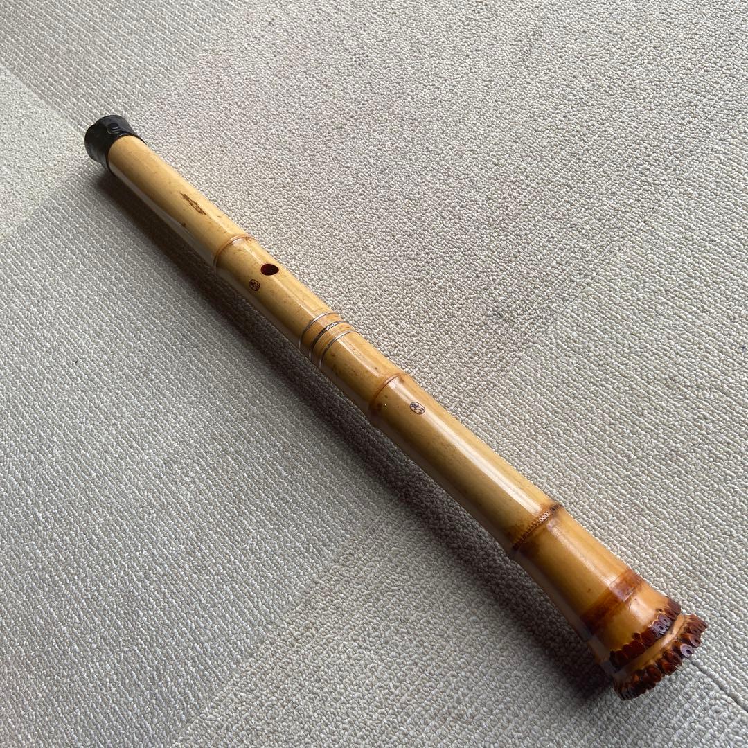 208 ⭐️尺八眞山銘　一尺ハ寸管　眞山銘三印最高級品