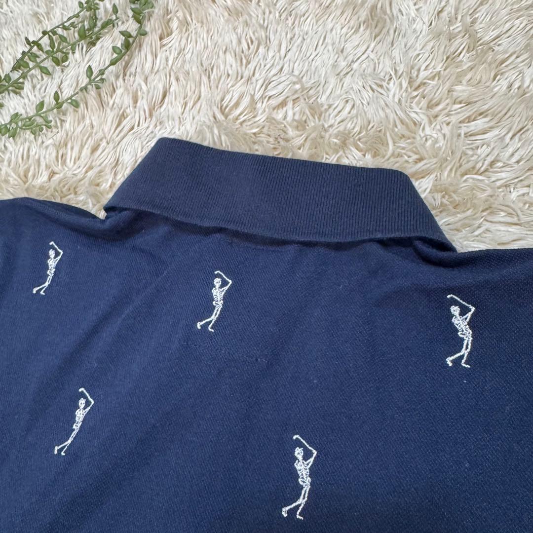 【美品】MARK&LONA 総柄デザイン　ポロシャツ　レディース　M ネイビー