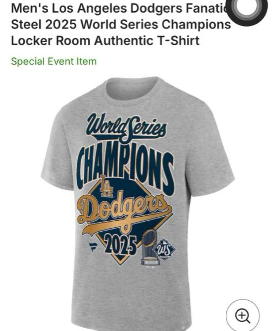 ドジャース ワールドシリーズ 2025 優勝 ロッカールーム Tシャツ　Sサイズ