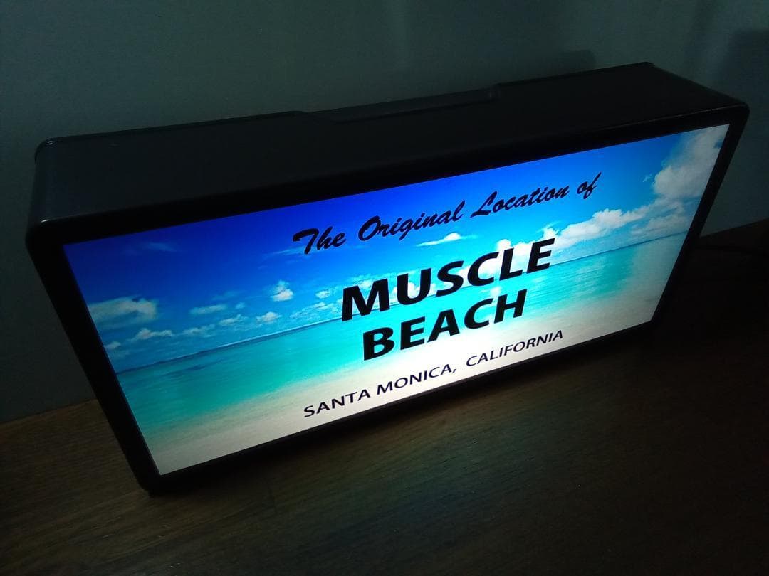 海 砂浜 ビーチ フォトライト マッスルビーチ 看板 置物 雑貨 ライトBOX