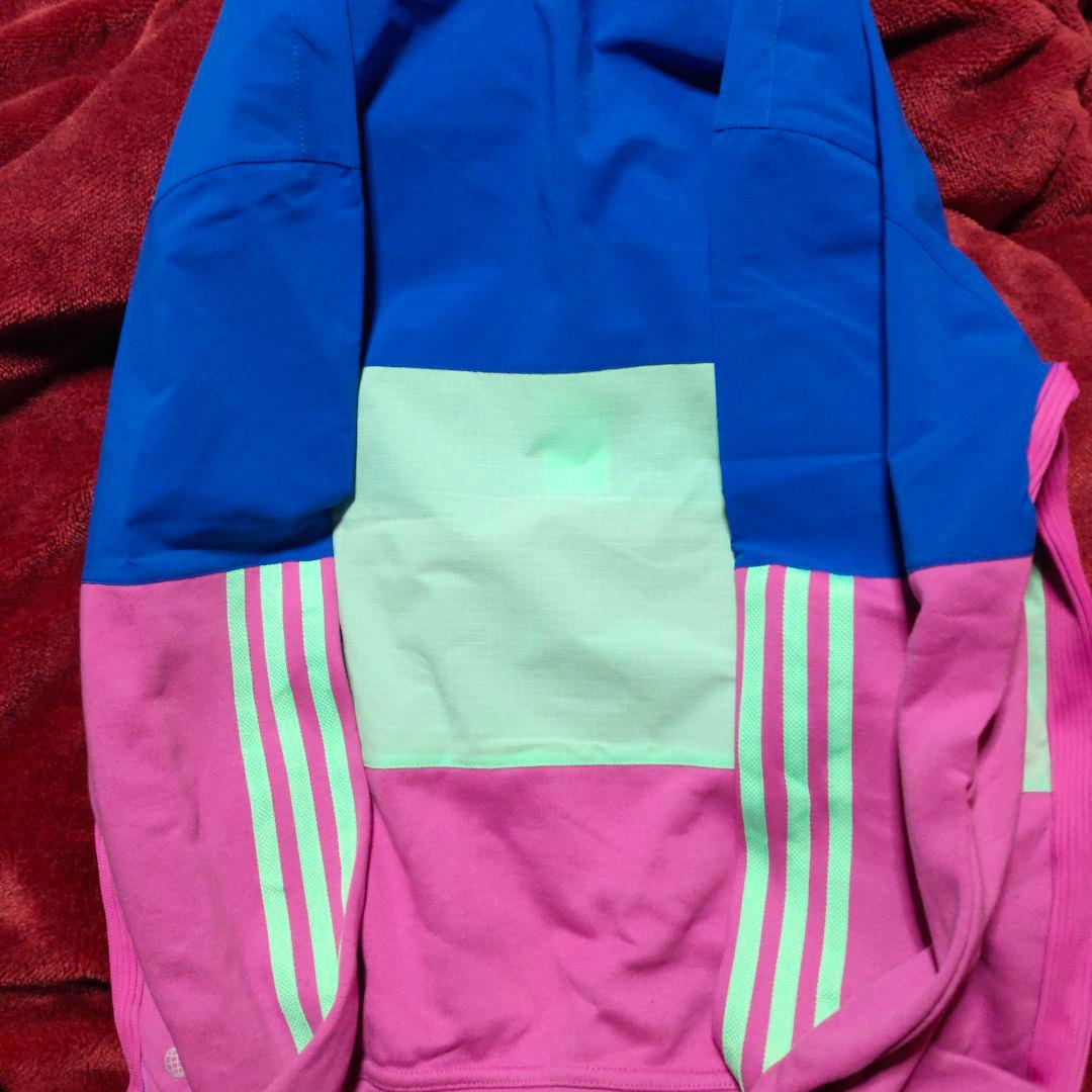 adidas フルジップジャケット xs 青/ピンク トレーニング ウエア