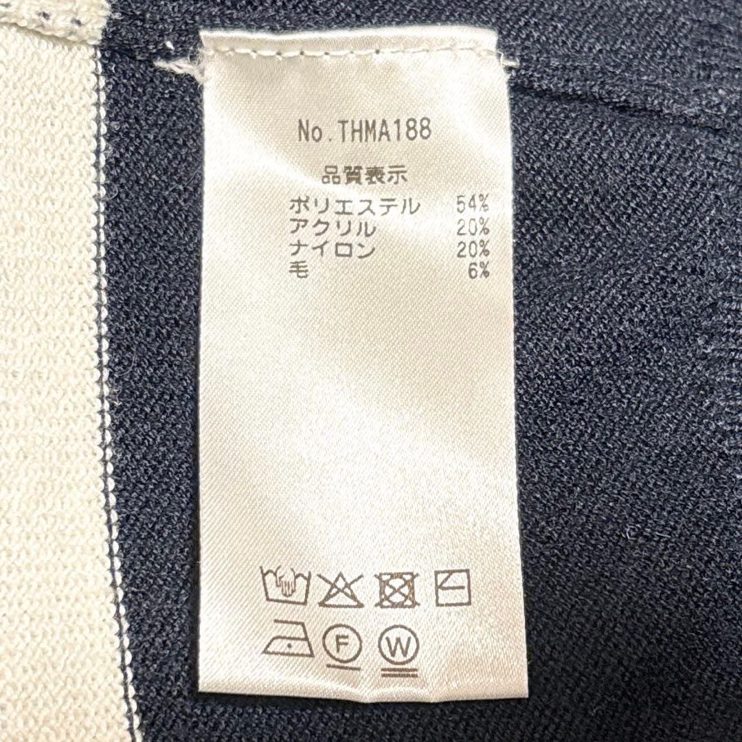 トミーフィルフィガー ボーダー ニット ハイネック センターロゴ 刺繍ロゴ XL