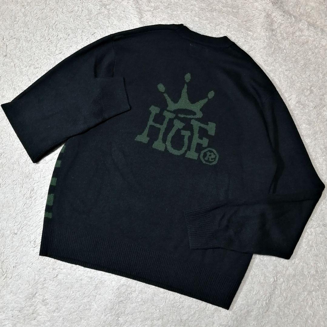 ★HUF★クラウン ニット★ニット ゼブラ M 総柄切替 ゴルフ カモフラ 美品