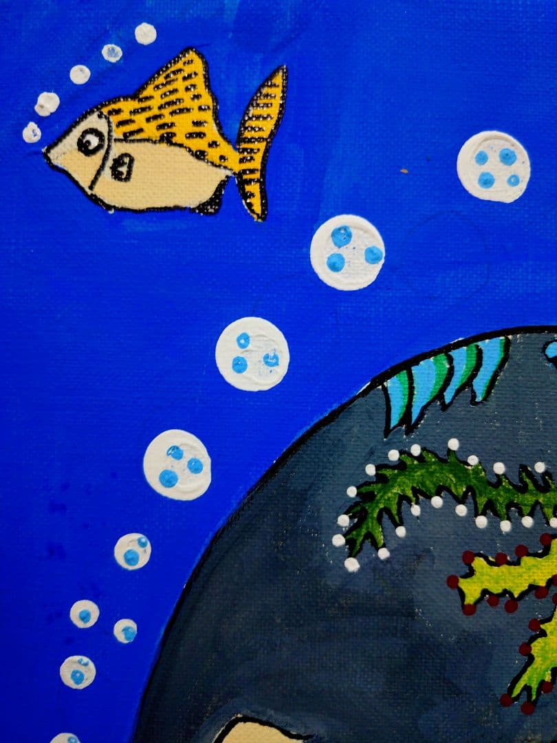【F6号】ジミー大西【海】手描き/表裏サイン有/油彩/アクリル/絵画/額縁/額装