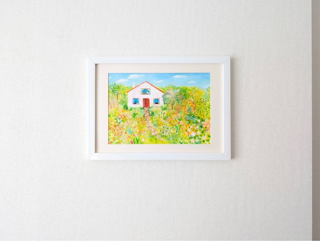 絵画　ねこのおうち2 A4サイズ　額縁無し　原画