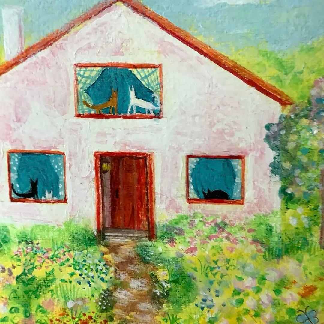 絵画　ねこのおうち2 A4サイズ　額縁無し　原画