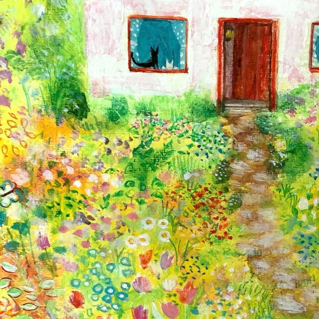 絵画　ねこのおうち2 A4サイズ　額縁無し　原画