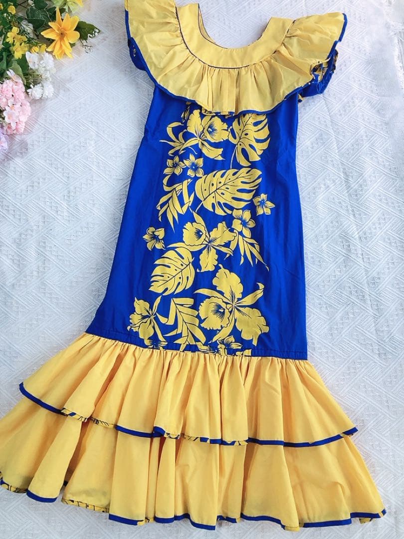 アメリカ製美品ハワイアン ドレス フラダンス 衣装 夏祭りにも