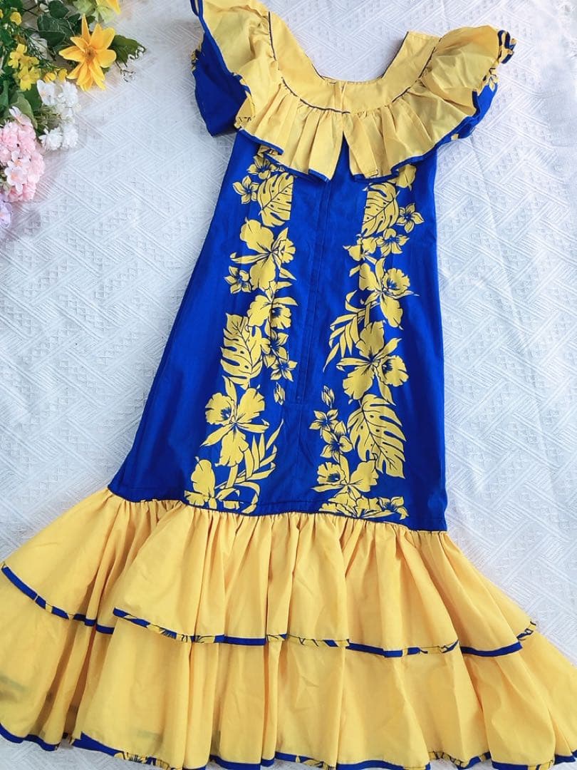 アメリカ製美品ハワイアン ドレス フラダンス 衣装 夏祭りにも