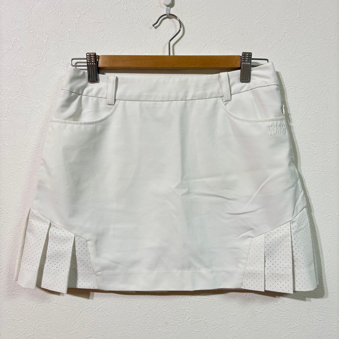 【WAAC】美品　プリーツスカート　レディースＬ　ゴルフ　ワック　フレア　白