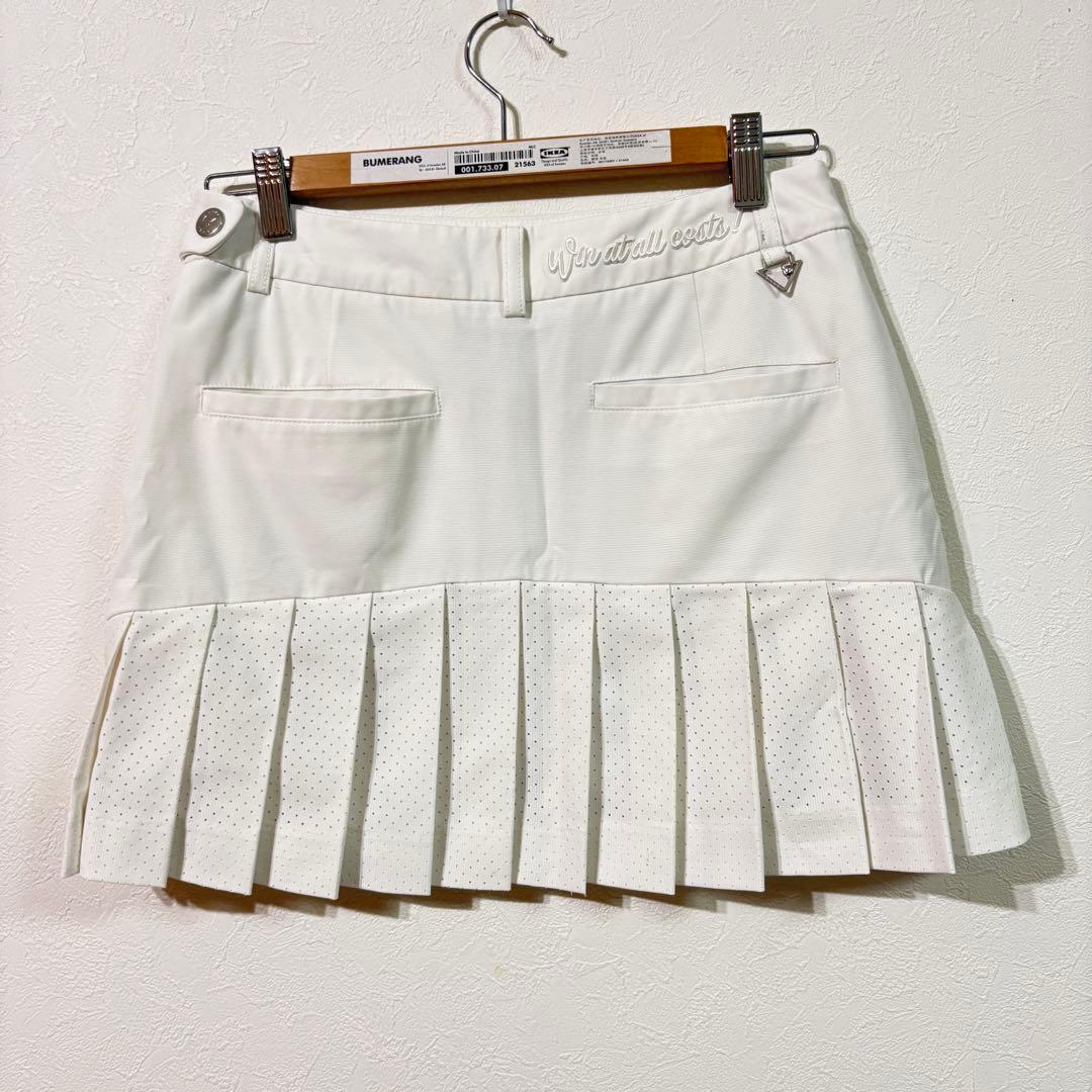 【WAAC】美品　プリーツスカート　レディースＬ　ゴルフ　ワック　フレア　白