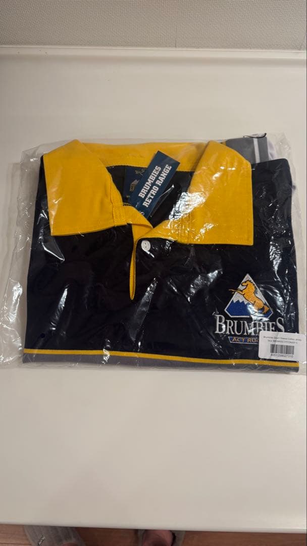 BRUMBIES ラガーシャツ Lサイズ ネイビー/イエロー