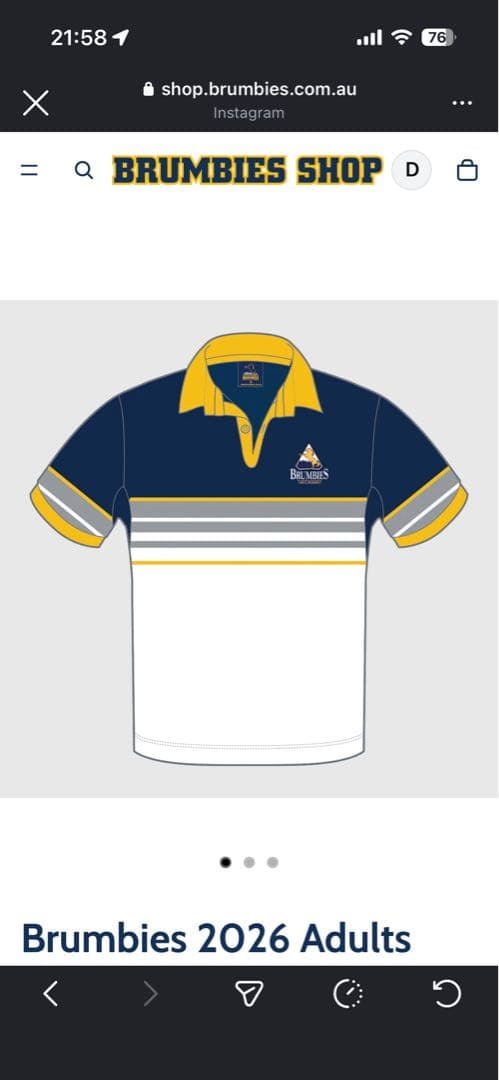 BRUMBIES ラガーシャツ Lサイズ ネイビー/イエロー