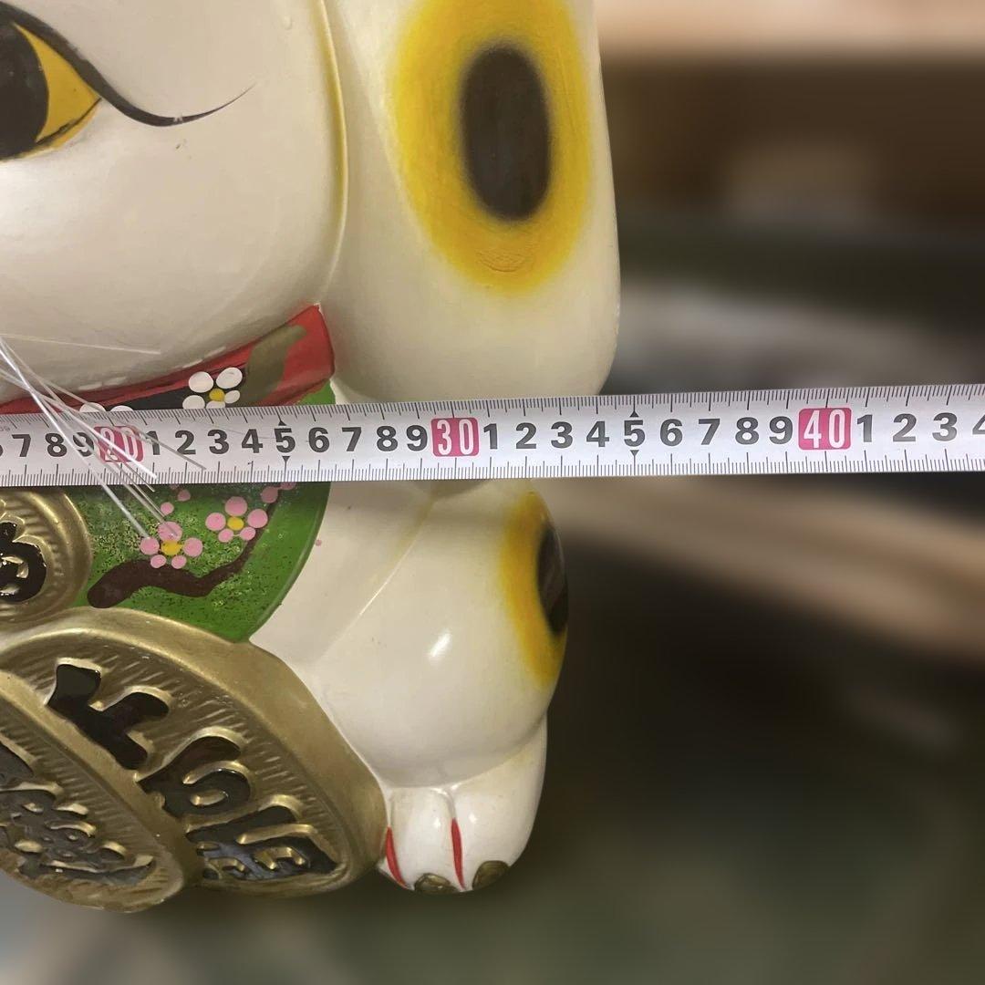 陶器製 招き猫 幸運を呼ぶ置物　常滑焼　BIGサイズ　左手上げ　希少品