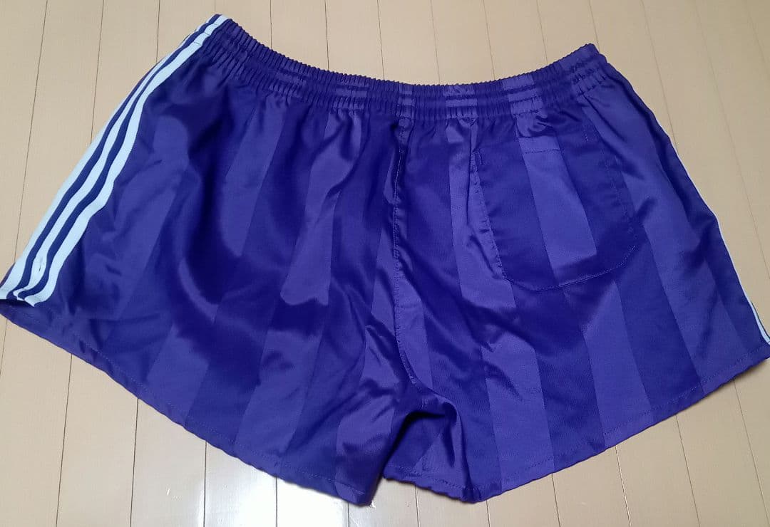 80’S adidasアディダス 紫×白 シャドーストライプ ゲームパンツ①