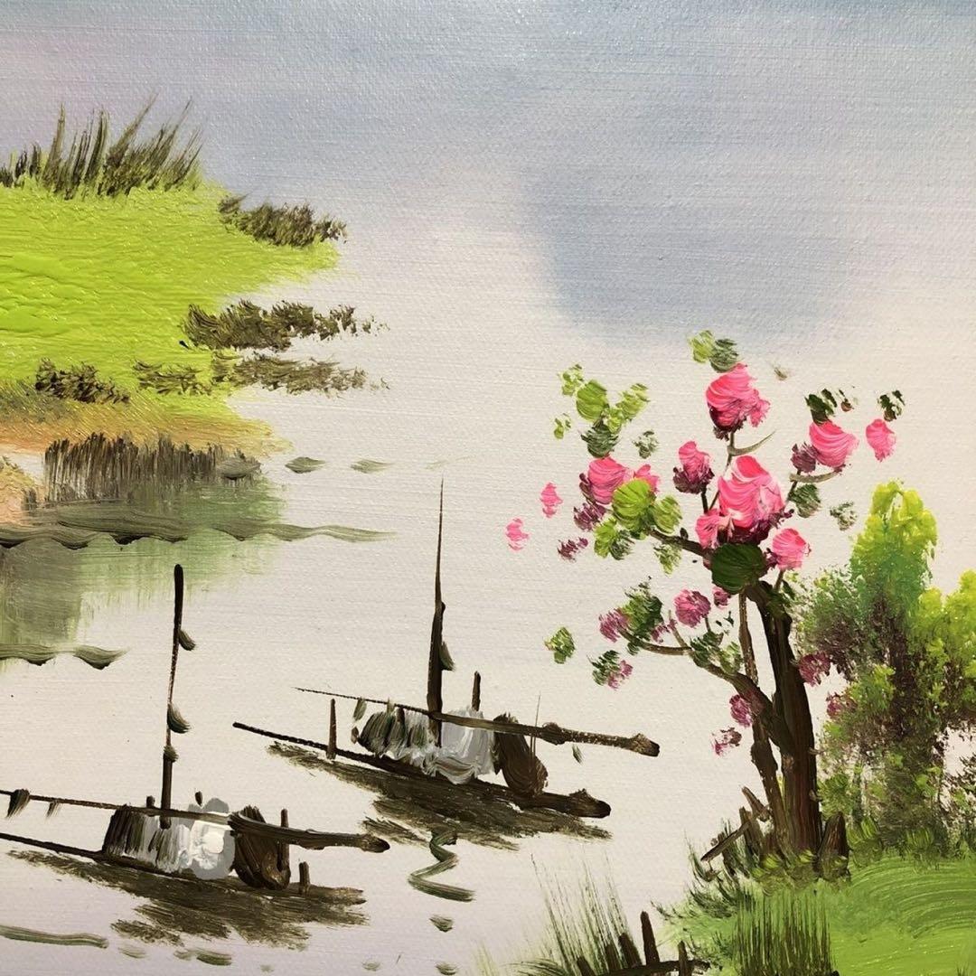 手描き 油画 風景画 インテリア 絵画 約70×60cm