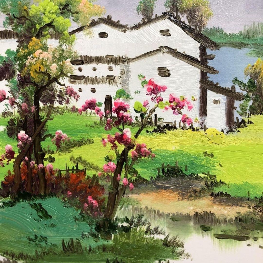 手描き 油画 風景画 インテリア 絵画 約70×60cm