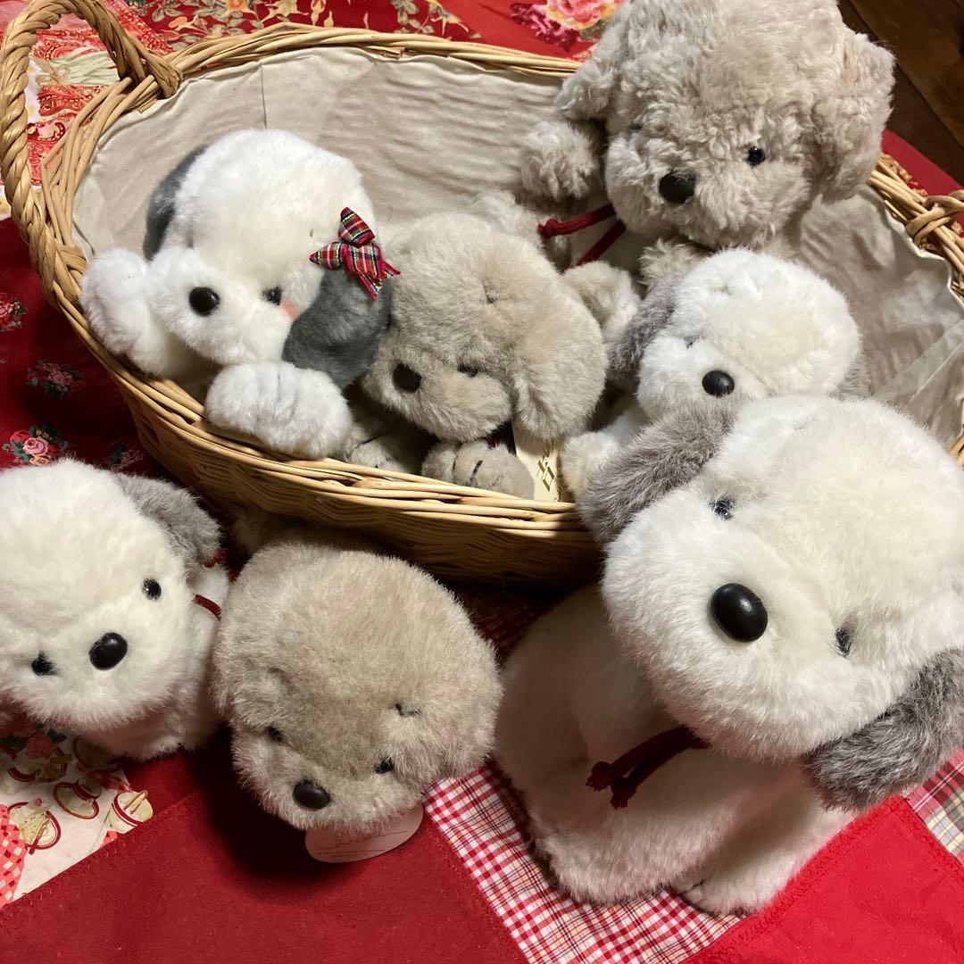 レトロぬいぐるみ　うめ吉寝そべり　3体セット　中島潔　ぬいぐるみ犬　子犬