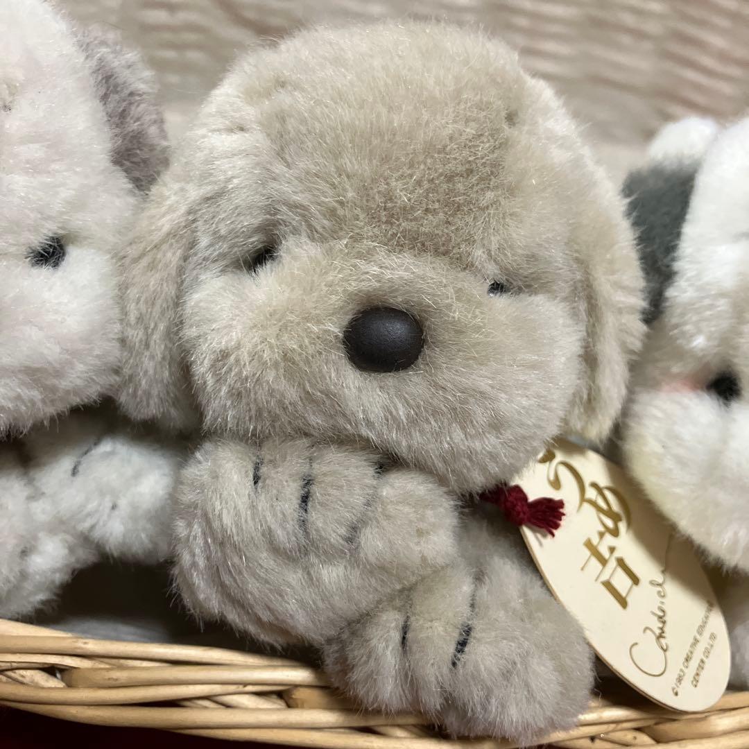 レトロぬいぐるみ　うめ吉寝そべり　3体セット　中島潔　ぬいぐるみ犬　子犬