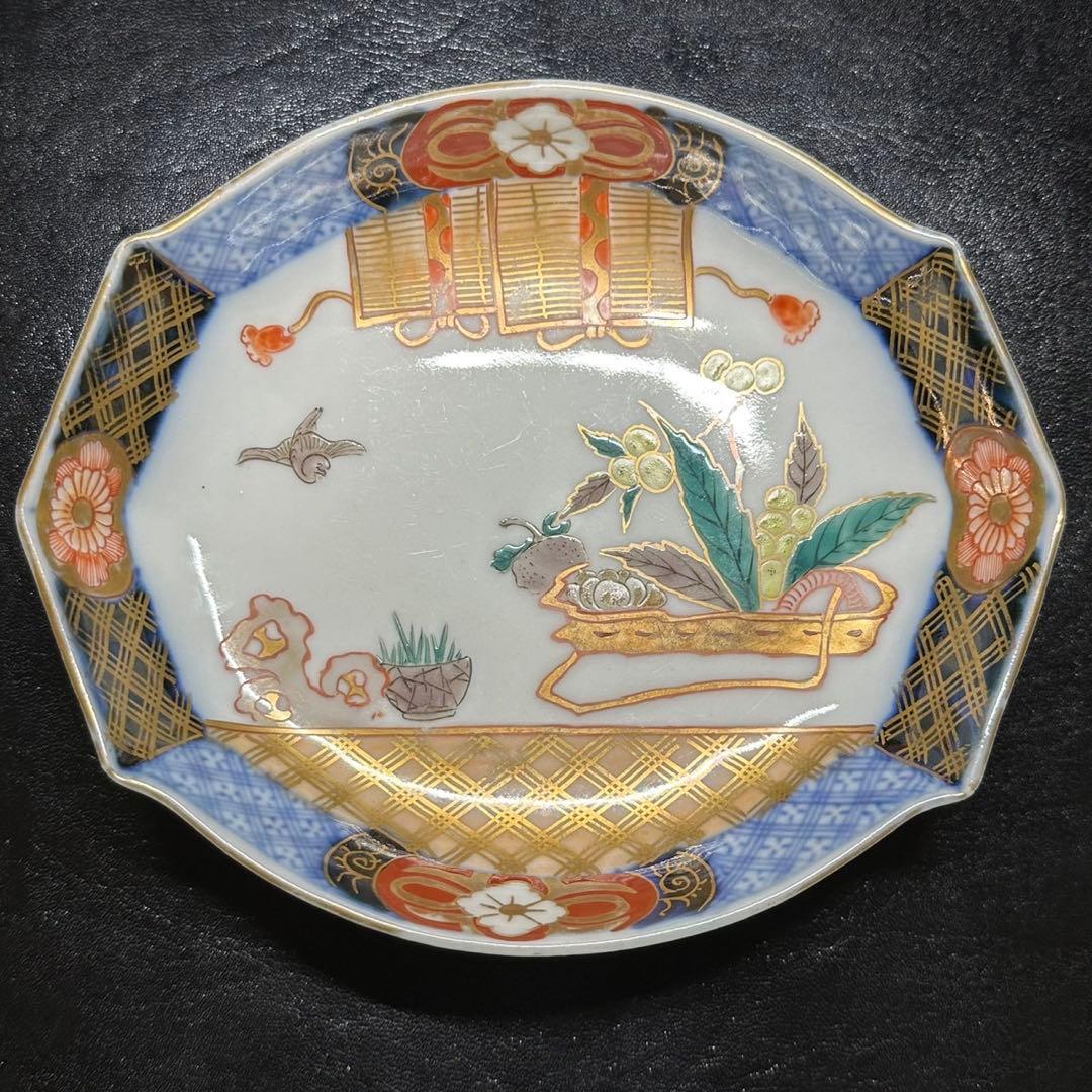★ 古伊万里 金彩 色絵 変形皿 5枚/食器！★管理200