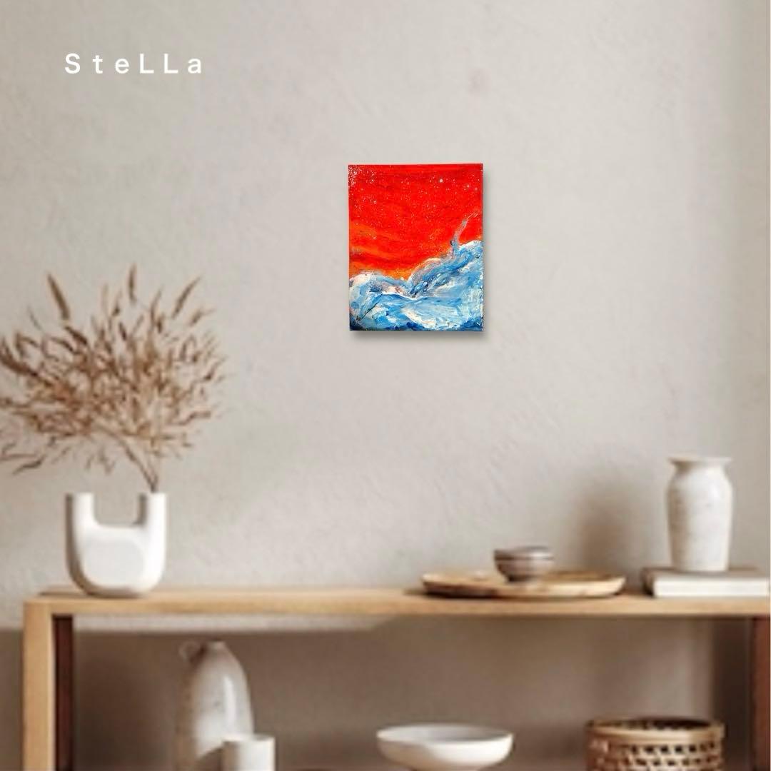 原画　テクスチャーアート　壁掛け　アクリル画　おしゃれ　インテリア　波　海　星