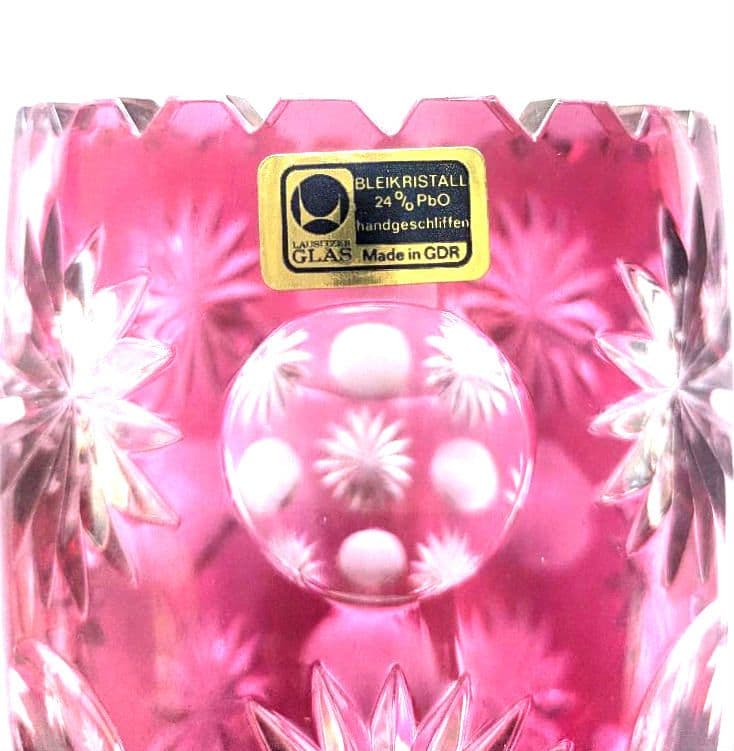 【新品未使用】PARKA CRYSTAL ピンク花瓶 クリスタル製