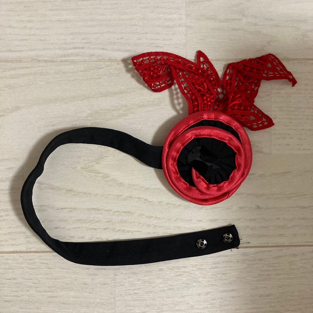 社交ダンス　黒赤　ドレス