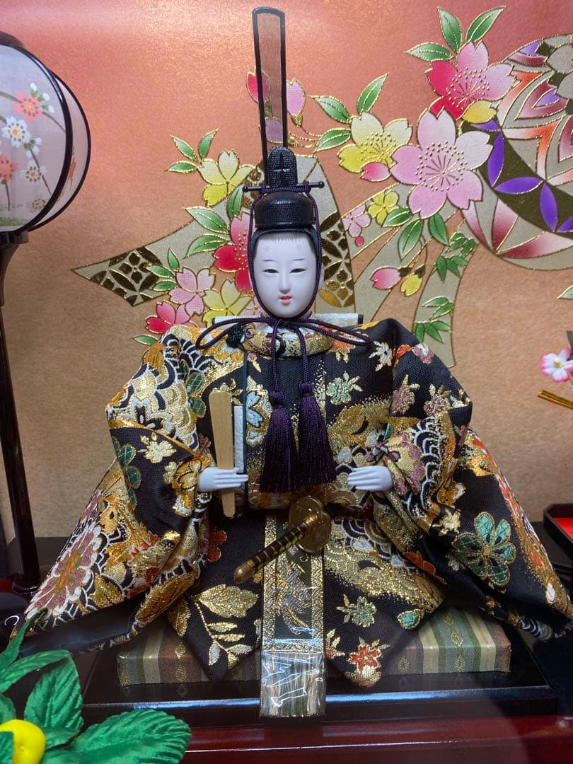 東京久月　雛人形ガラスケース入り親王飾り・間口約７０×奥行約３３×高さ約４４㎝