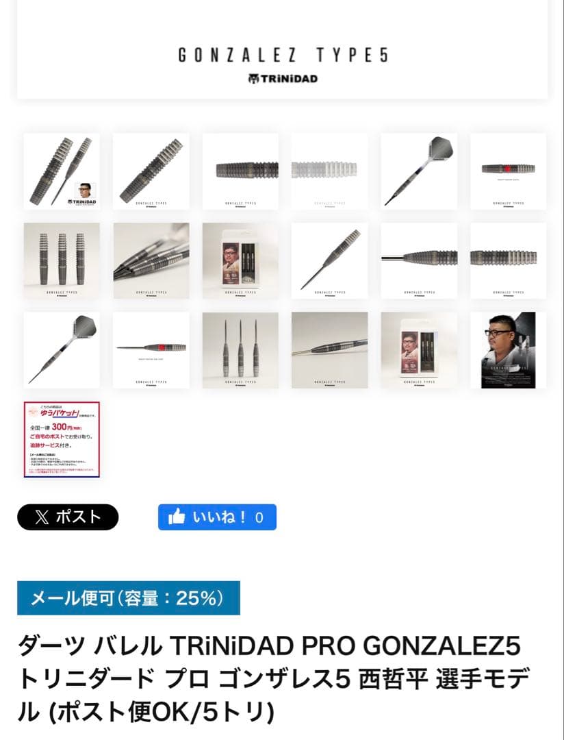 ダーツ　バレル(TRiNiDAD PRO GONZALEZ)　西哲平選手モデル