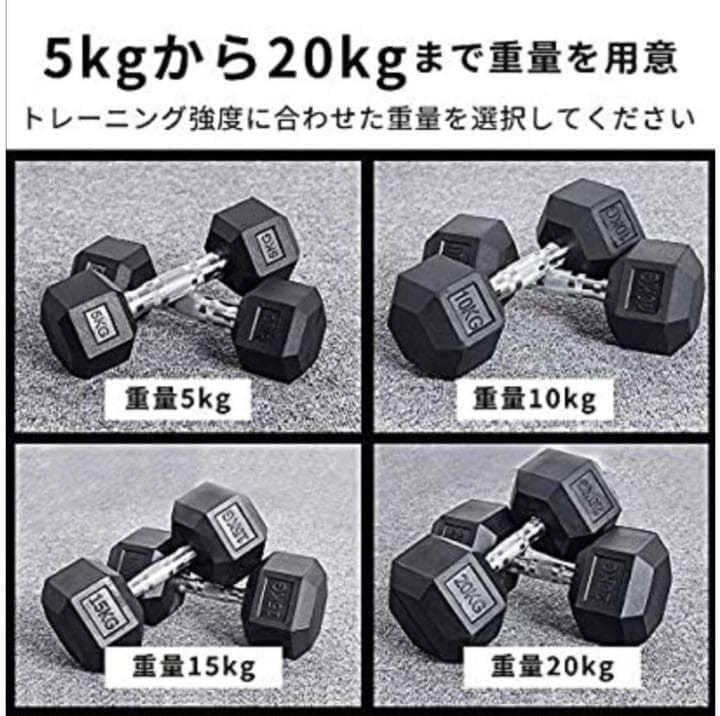 ダンベル 10kg 2個セット スタイリッシュ 六角 筋トレ