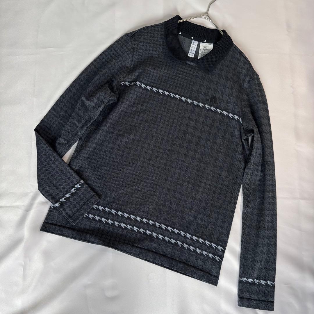 新品adidasゴルフPRIMEKNIT　ポロ襟ニット チェック 人気　XL