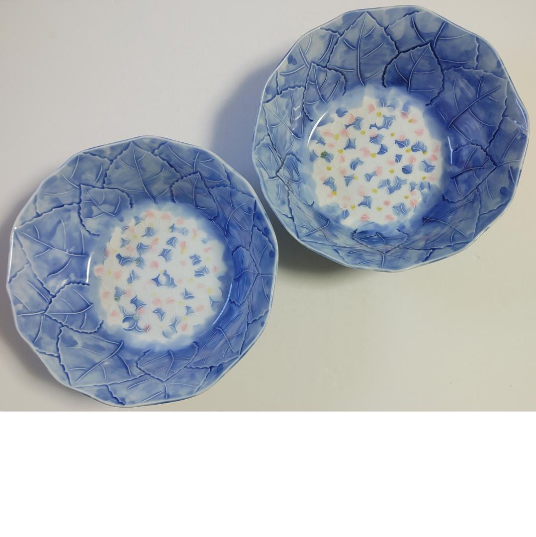 陶磁器 2枚セット★有田焼? 刻印 鉢 白 青 花文様 和食器 磁器 大鉢 日本