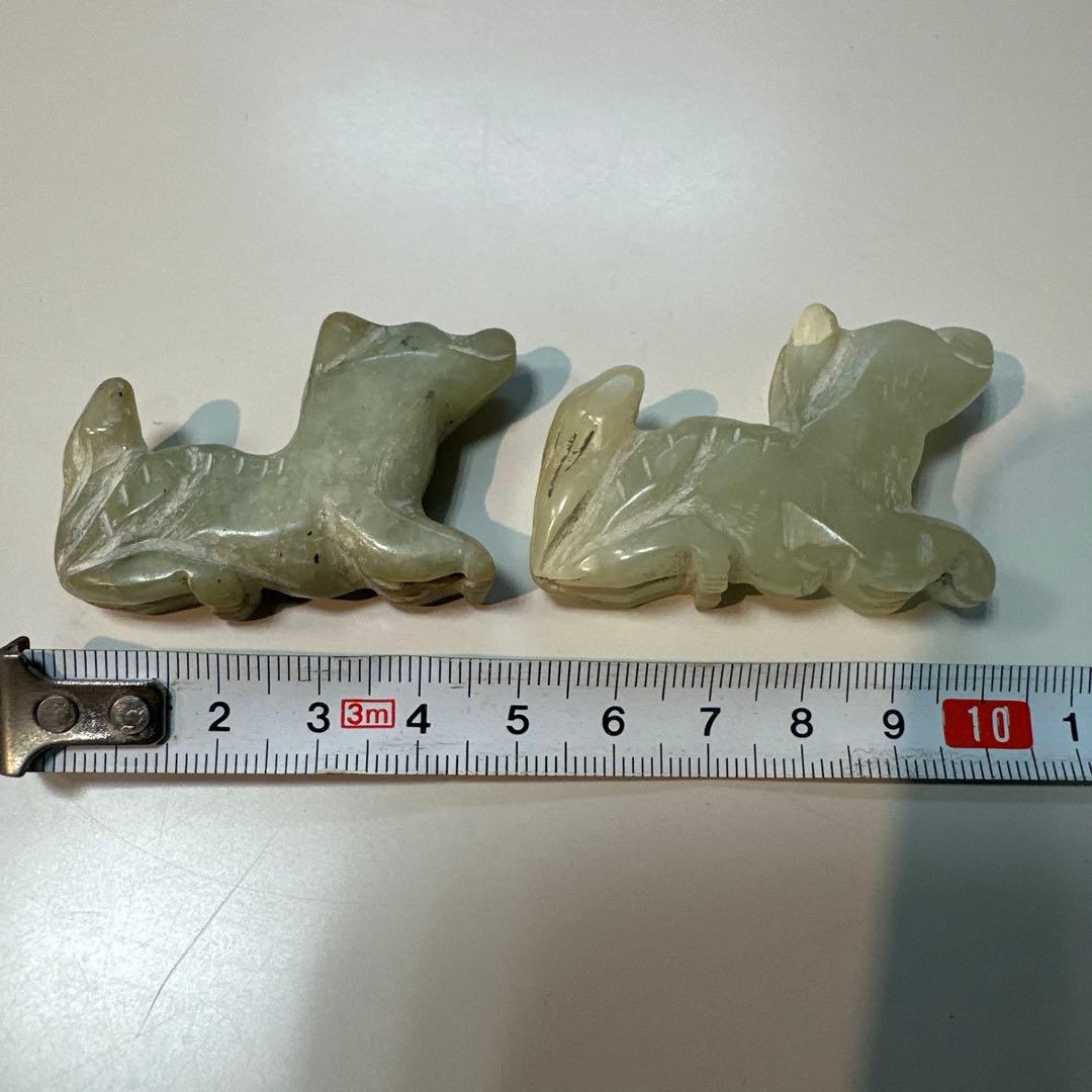 中国古玩　古玉石彫刻　神獣　根付け　6個