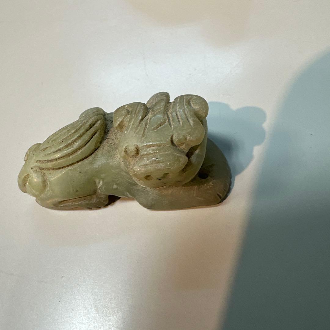 中国古玩　古玉石彫刻　神獣　根付け　6個