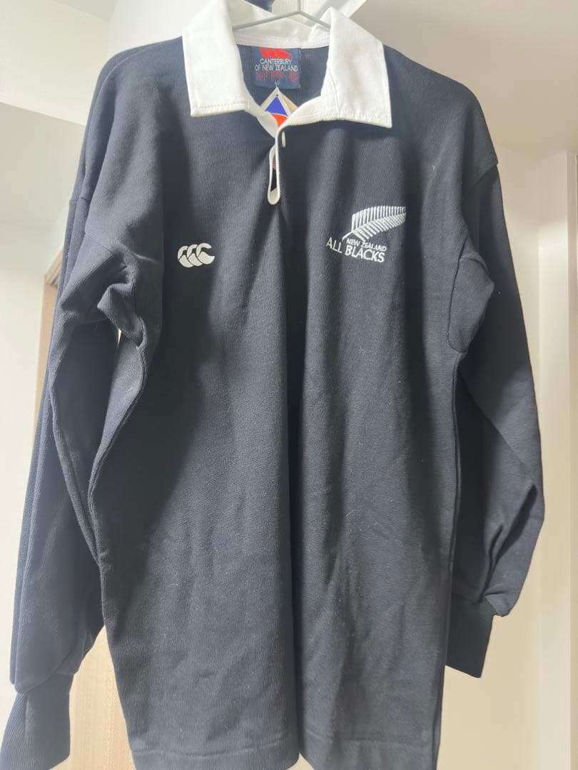 【新品】ALL BLACKS ラガーシャツ 長袖 黒 USA40