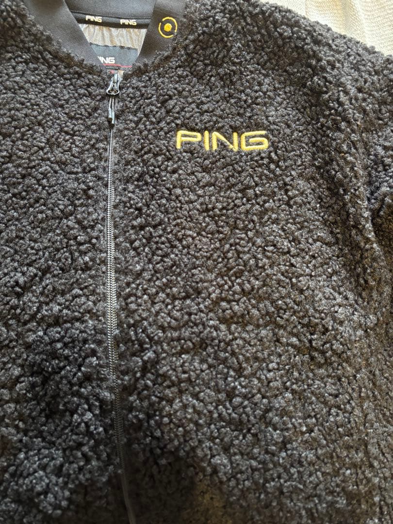 PING ボア素材 ジップアップジャケット ブラック