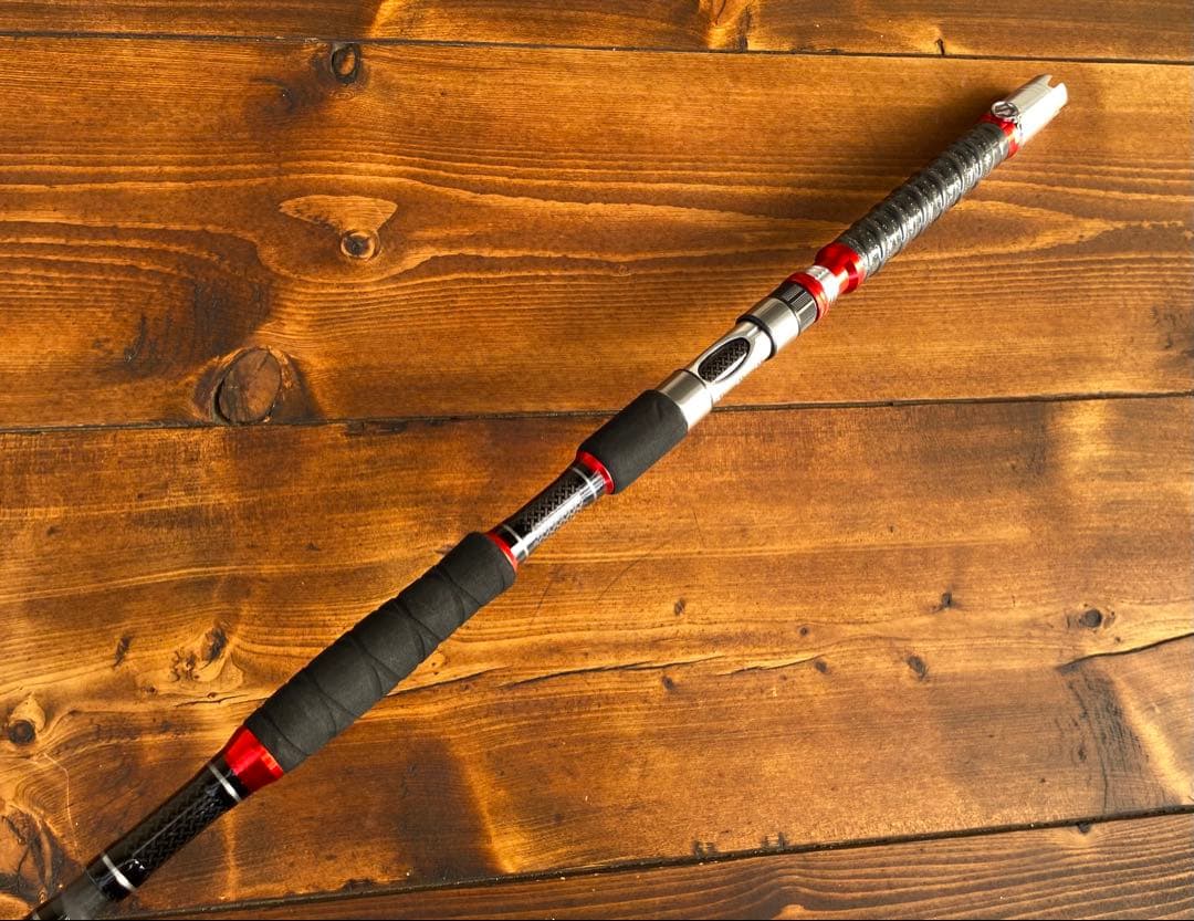 新品未使用　ジギングロッド　船釣り　3ピースパックロッド　スロージギング　レッド