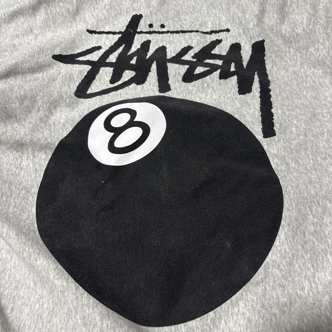 Stussy グレー フード付きパーカー 8ボール