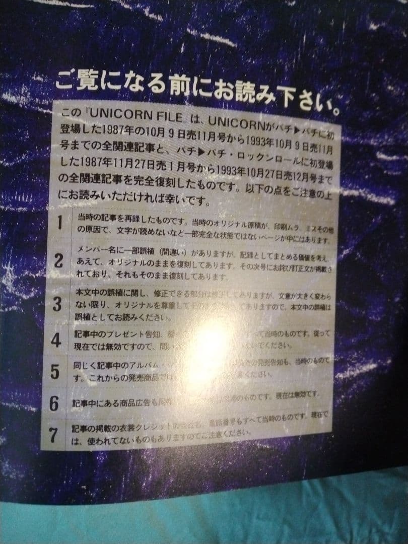 UNICORN FILE1987-1995ユニコーンパチパチ ソニーマガジンズ