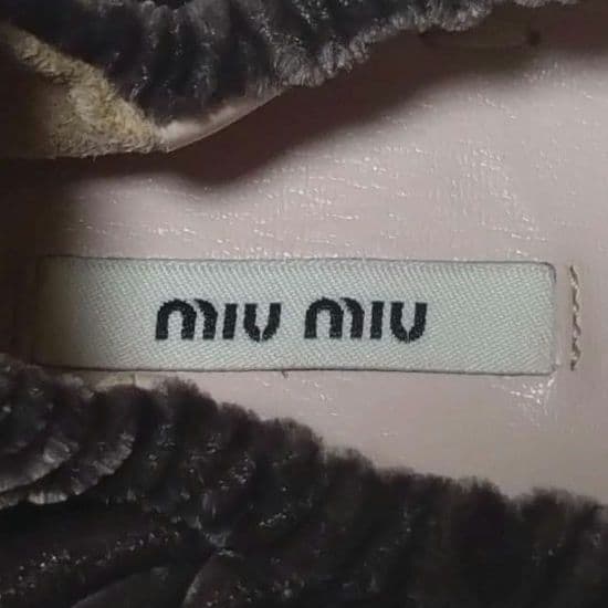 美品 miu miu ミュウミュウ ベロア バレエシューズ ブラウン 35