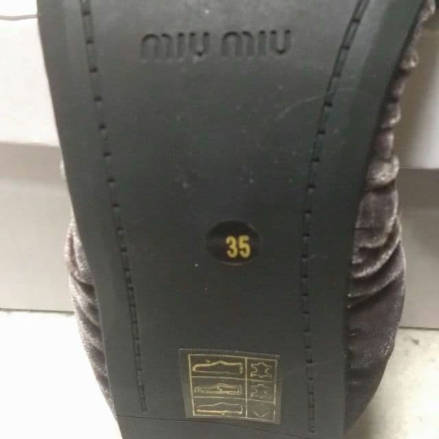 美品 miu miu ミュウミュウ ベロア バレエシューズ ブラウン 35